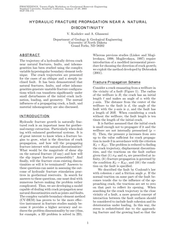 Más sobre Propagación de Fractura Hidráulica Cerca de una Discontinuidad Natural