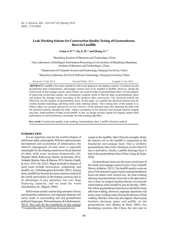Más sobre Esquema de Marcado de Fugas para Pruebas de Calidad de Construcción de Revestimientos de Geomembrana en Vertederos