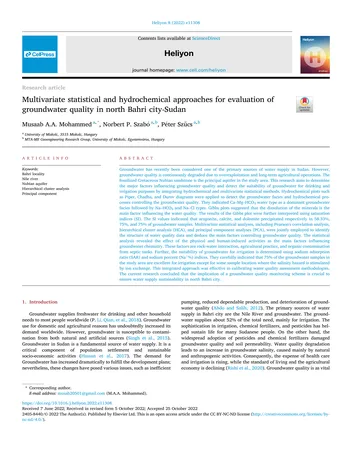 Más sobre Enfoques Estadísticos Multivariantes e Hidroquímicos para la Evaluación de la Calidad del Agua Subterránea en el Norte de Nigeria