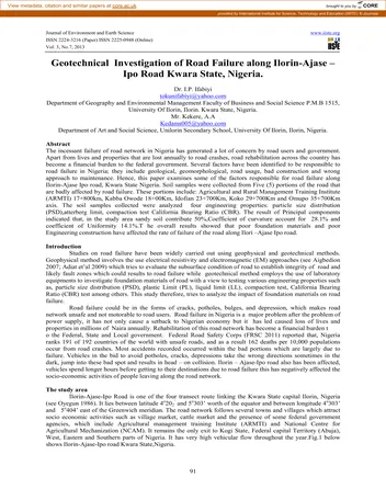 Más sobre Investigación Geotécnica de la Falla de la Carretera a lo largo de Ilorin-ajase – Ip