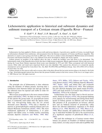 Más sobre Aplicación de la Lichenometría a la Dinámica Histórica y Subreciente.