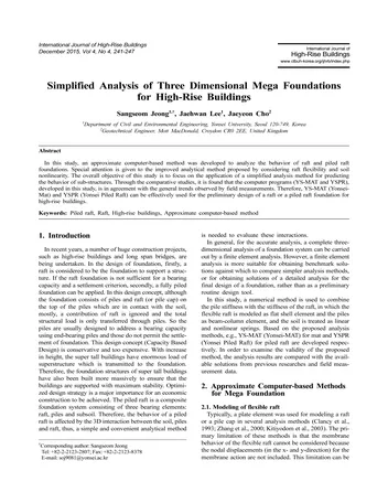 Más sobre Análisis Simplificado de Fundaciones Mega Tridimensionales para Pilotes Altos